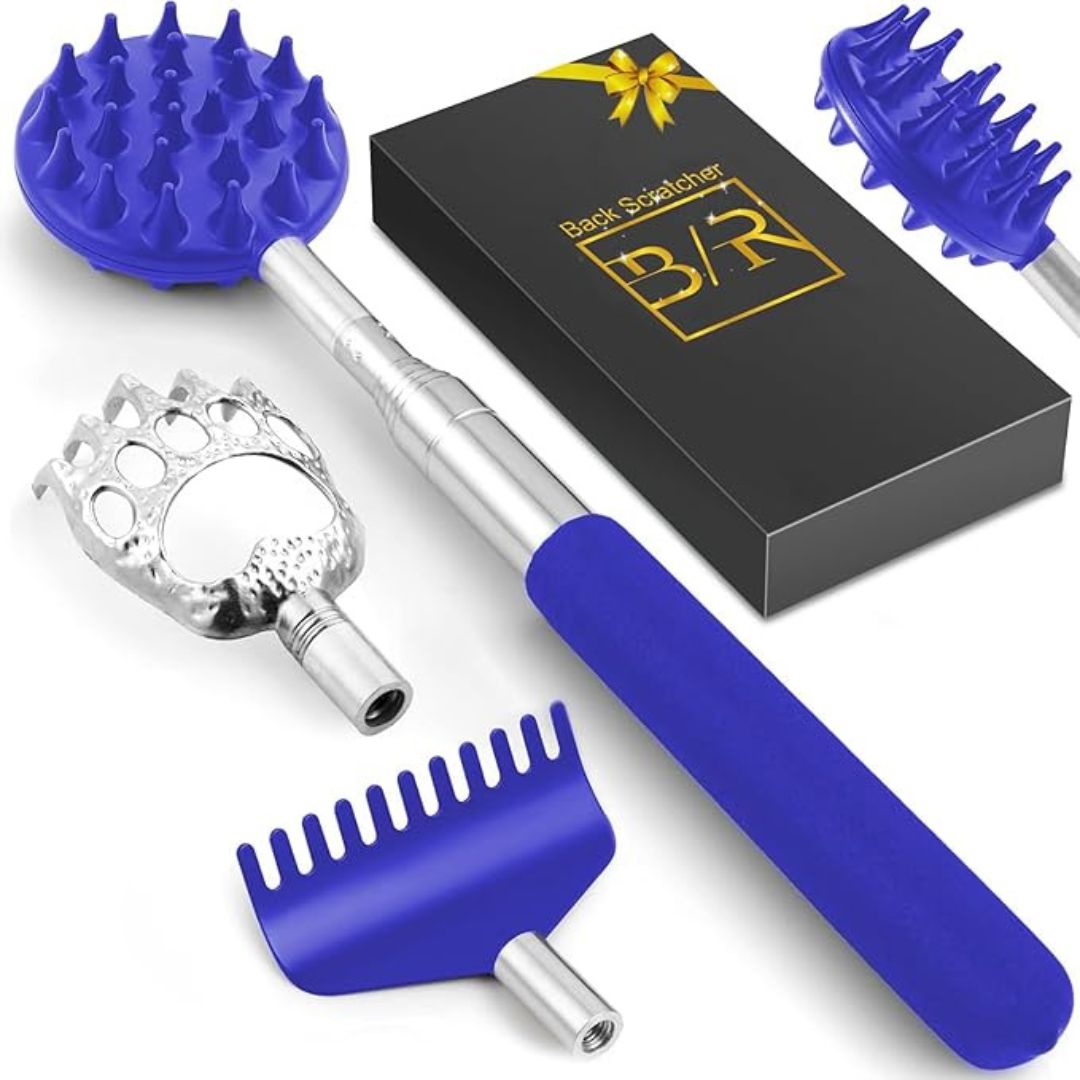Telescopic Back Scratcher with Interchangeable Heads