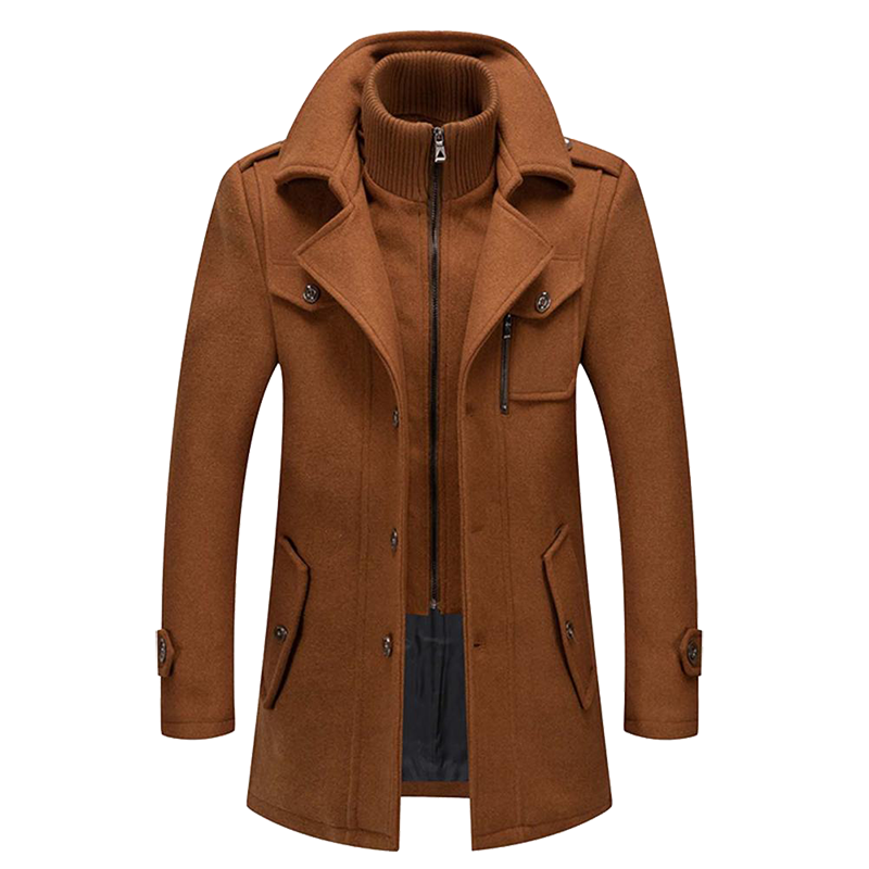 Men's Classic Wool-Blend Long Coat
