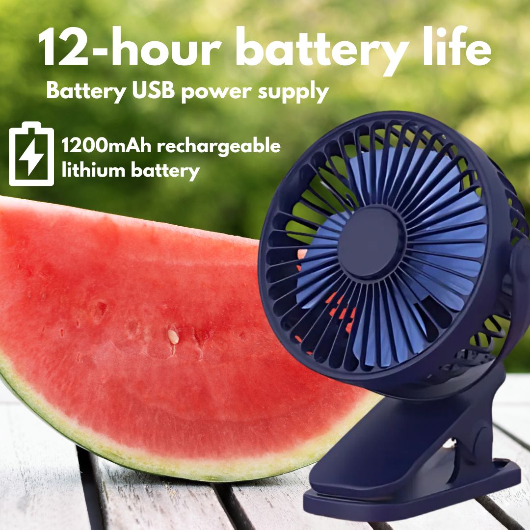 Rechargeable Clip-On Desk Fan with 3 Speeds
