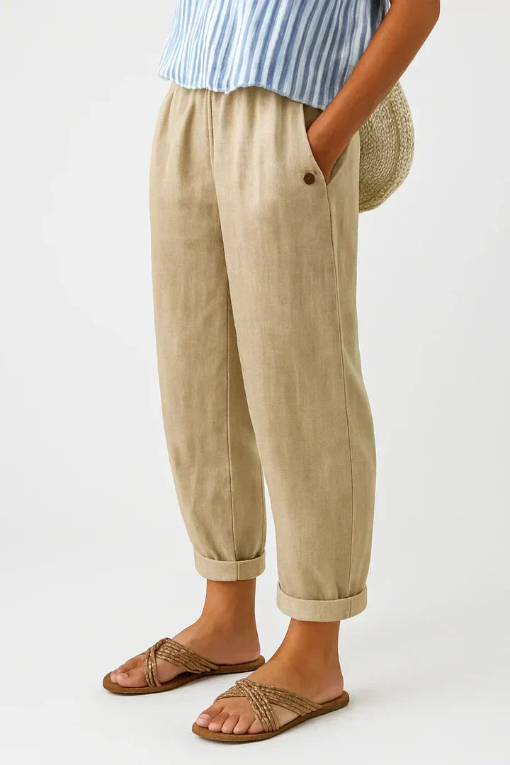 Women's Timeless Plain Trousers – Straight Leg Cotton Pants