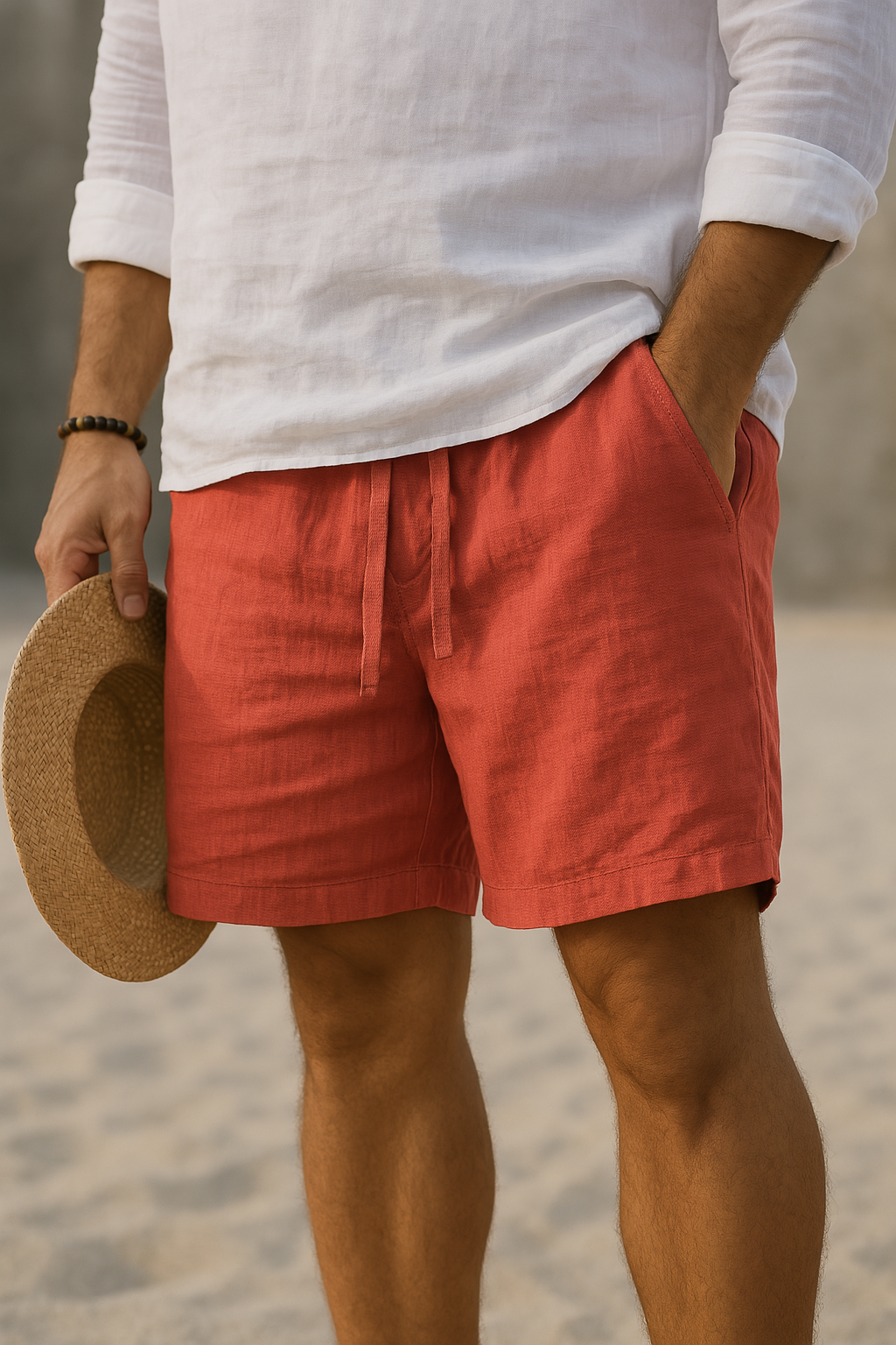 Men's Lightweight Cotton-Linen Blend Shorts