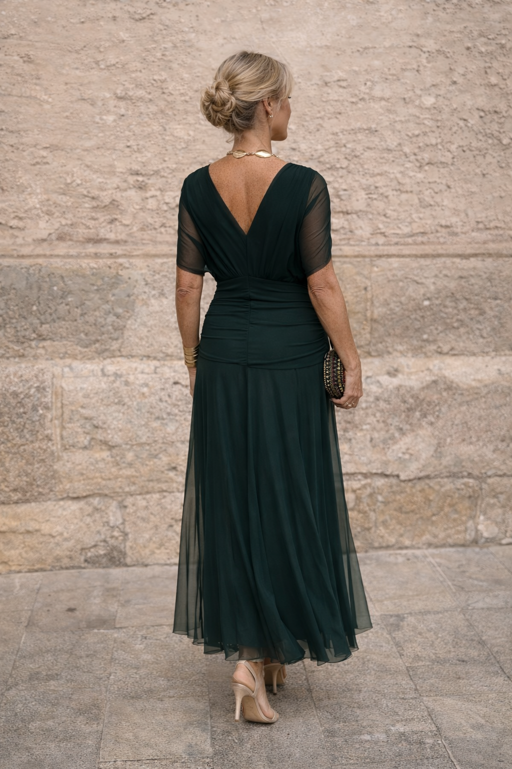 Women’s Ruched Chiffon Maxi Dress