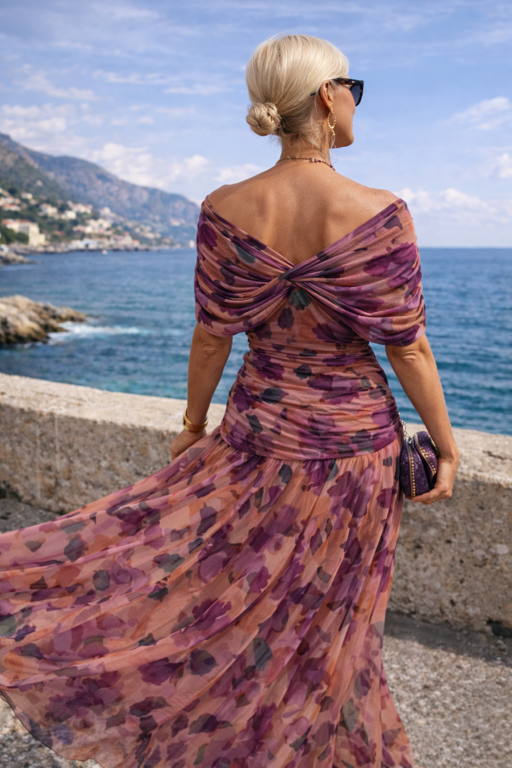 Women’s Ruched Chiffon Maxi Dress
