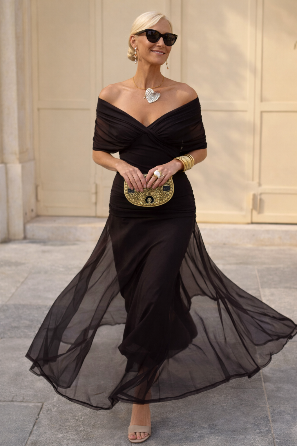 Women’s Ruched Chiffon Maxi Dress