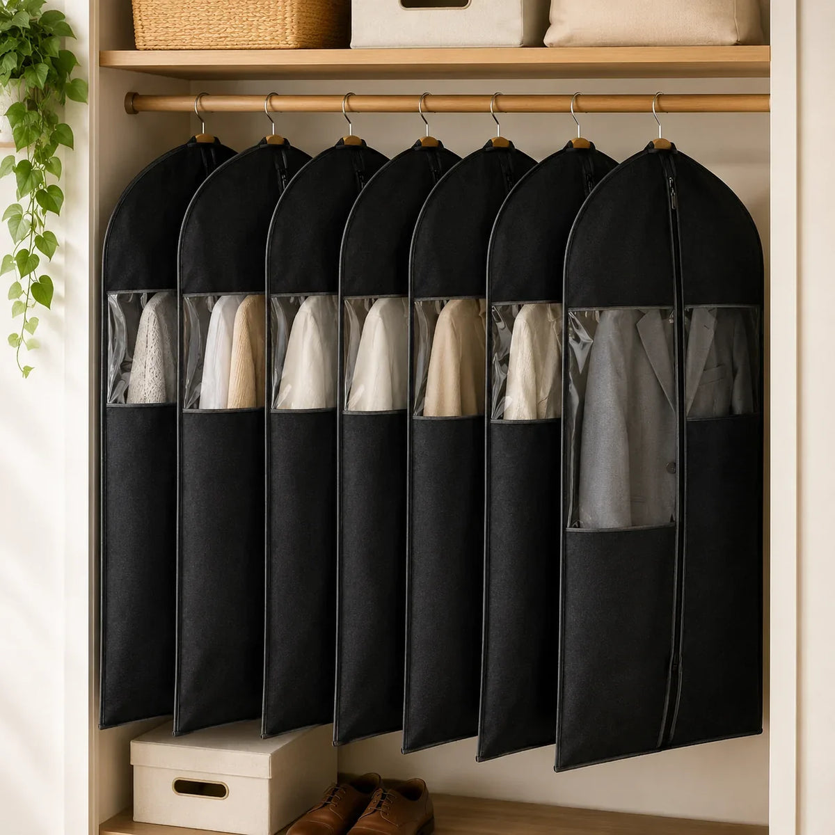 10-Pack Garment Storage Covers – Clear Viewing Window