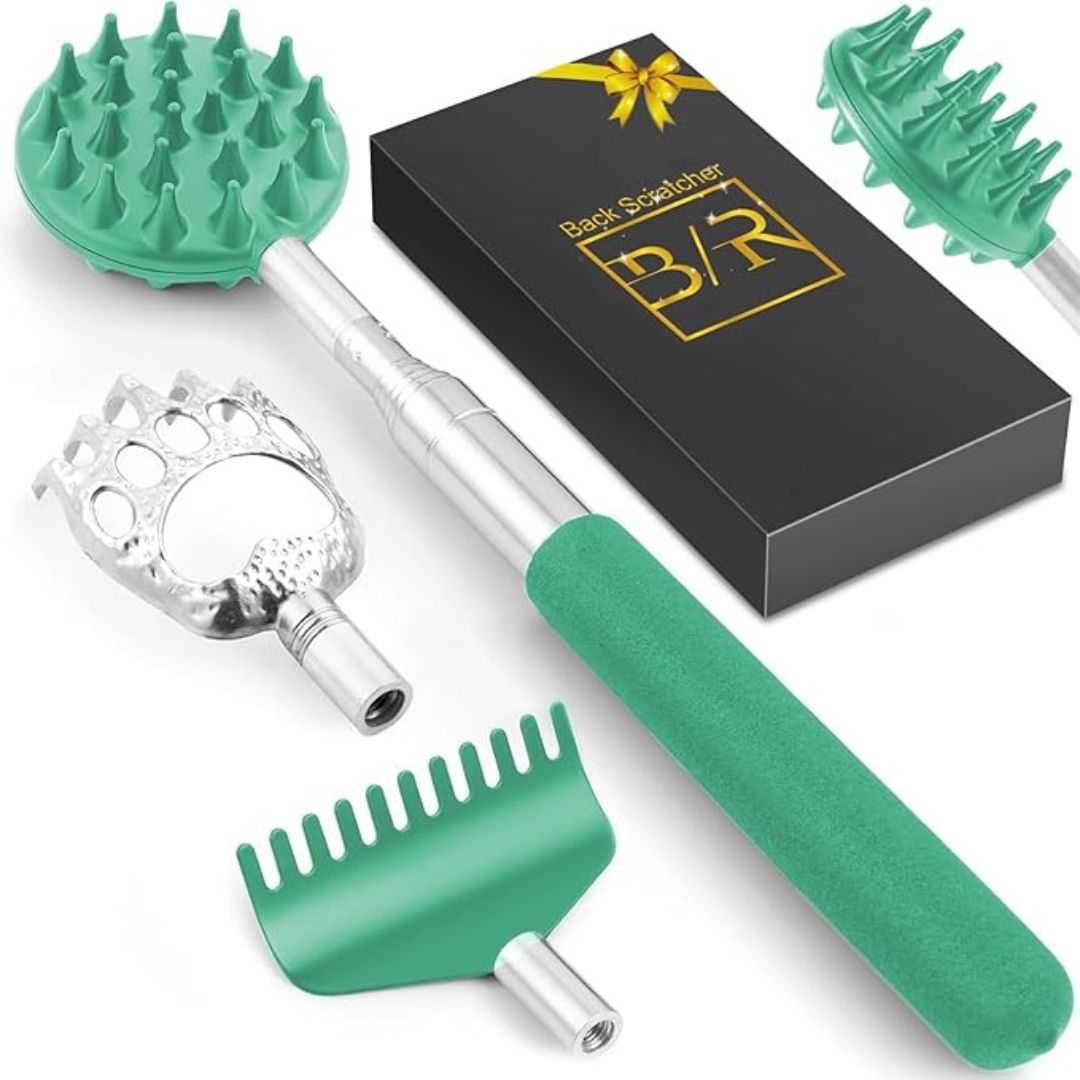 Telescopic Back Scratcher with Interchangeable Heads