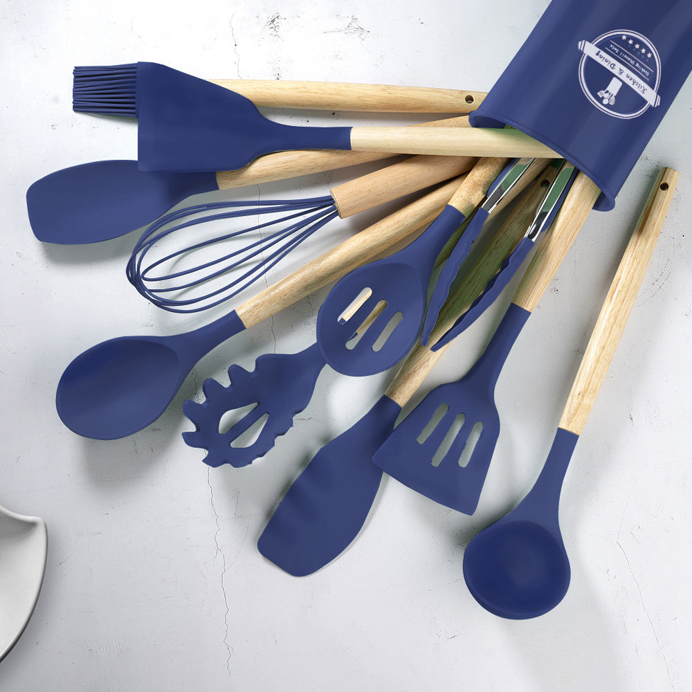 11-Piece Silicone Utensil Set with Storage Pot