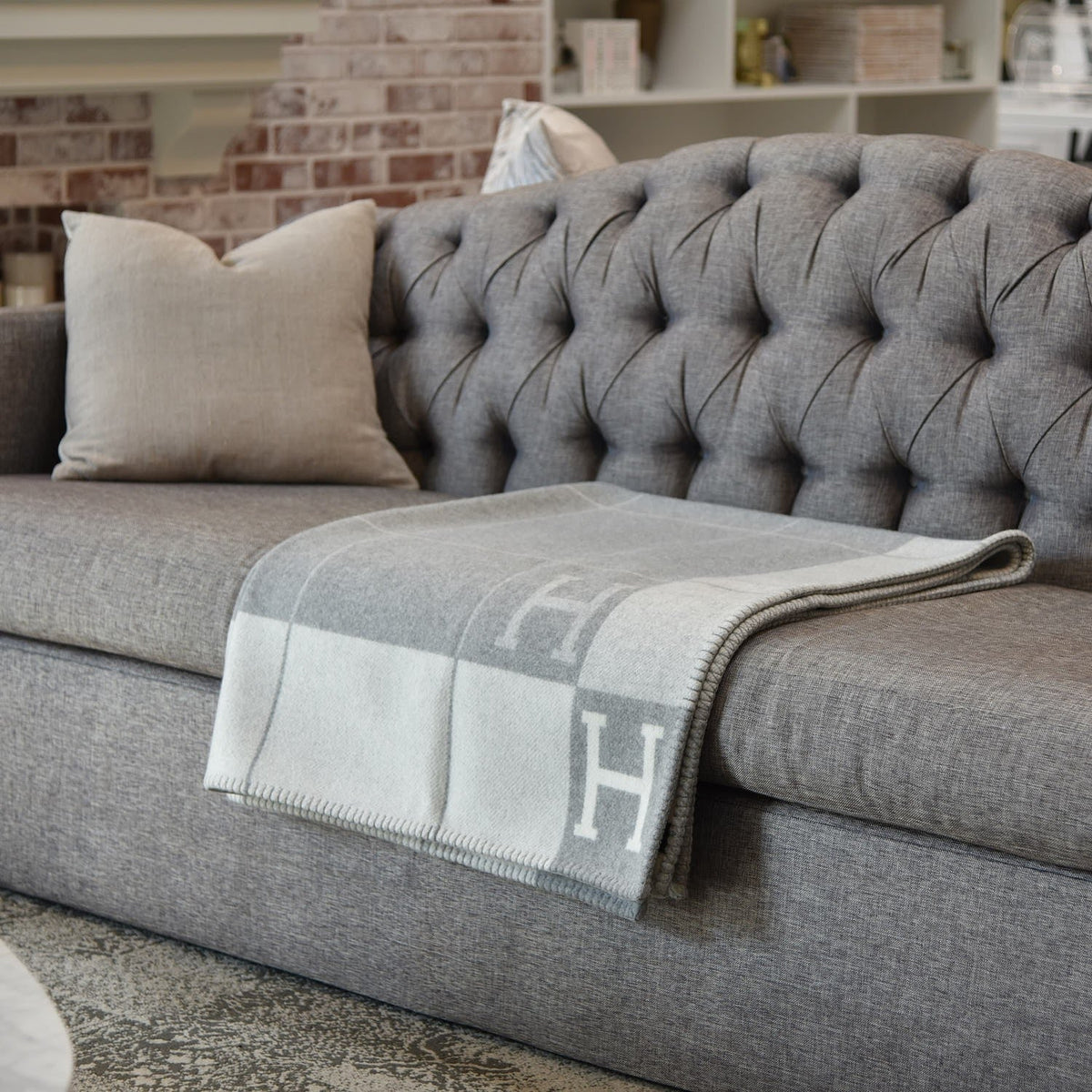 Soft Checked Throw Blanket with Cashmere-Style Finish