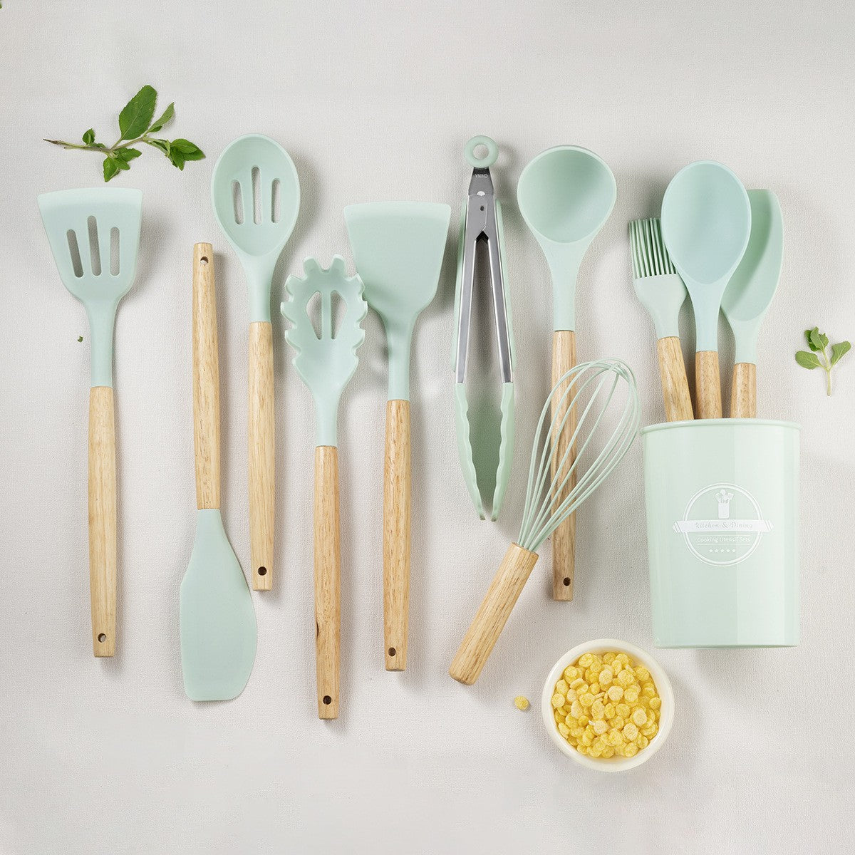 11-Piece Silicone Utensil Set with Storage Pot