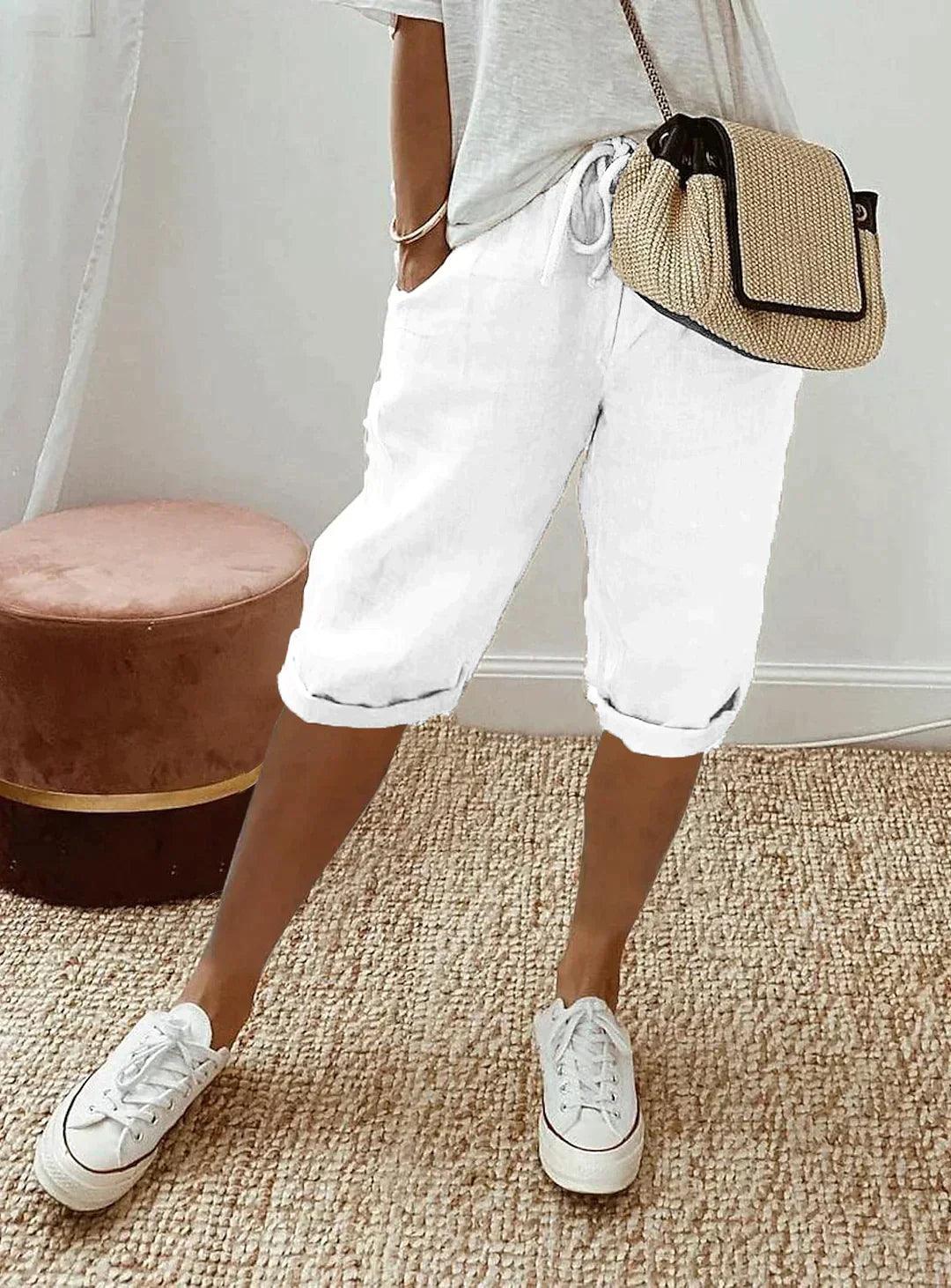 Women’s Loose Fit Linen Capri Trousers