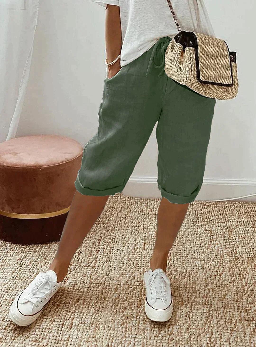 Women’s Loose Fit Linen Capri Trousers