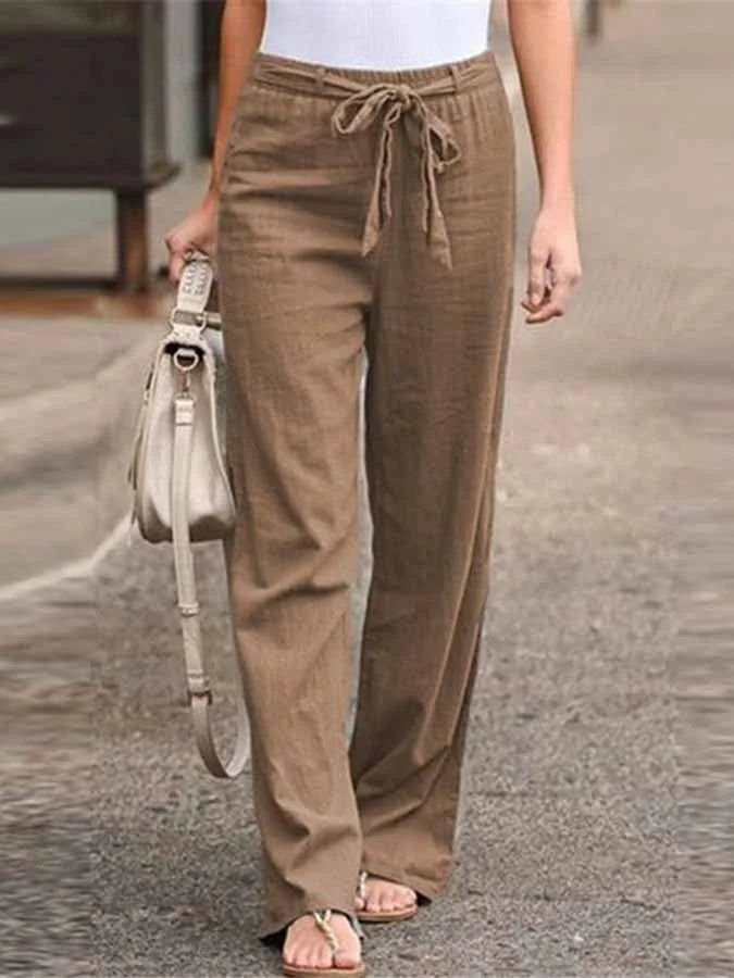 Amara Women’s Linen Trousers – High Waisted Wide Leg Summer Pants
