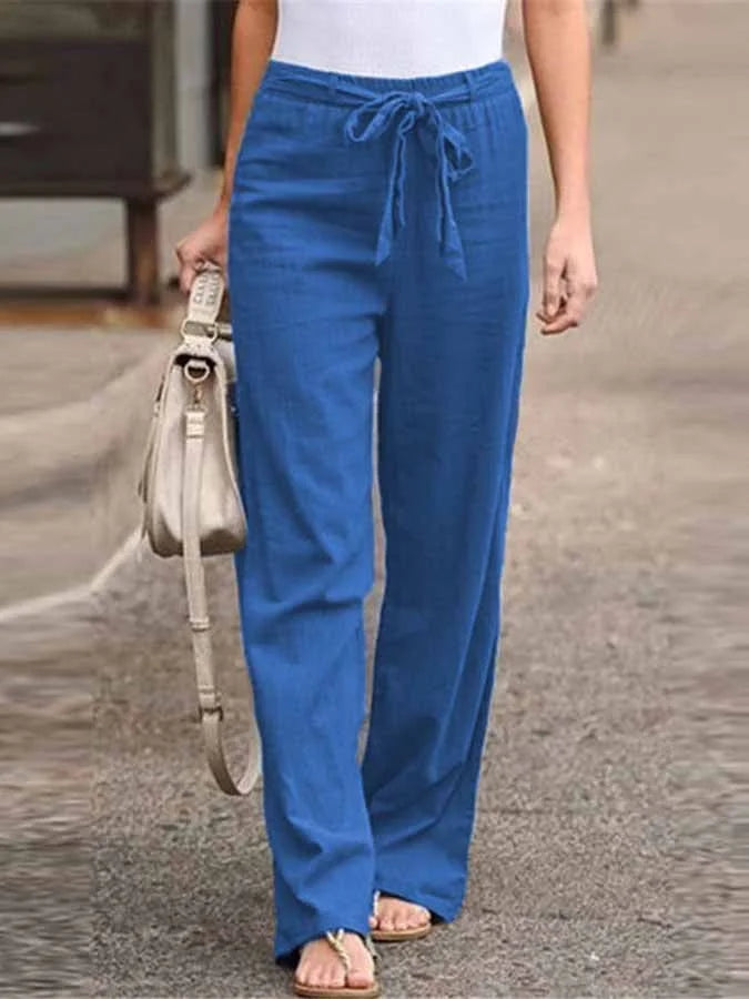 Amara Women’s Linen Trousers – High Waisted Wide Leg Summer Pants