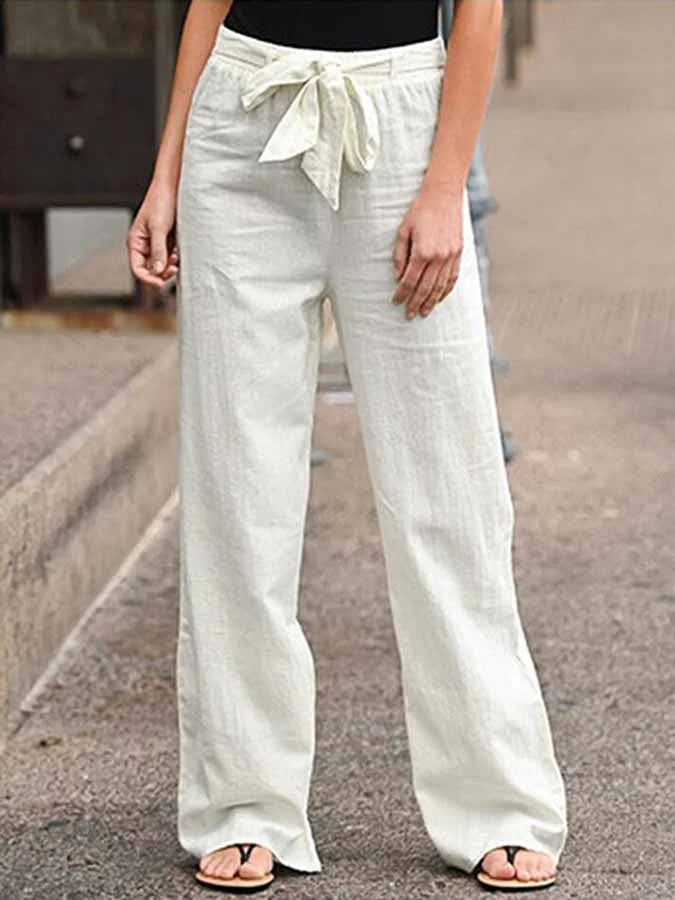 Amara Women’s Linen Trousers – High Waisted Wide Leg Summer Pants