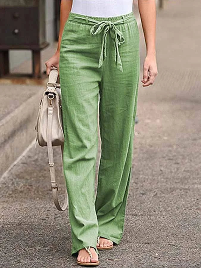 Amara Women’s Linen Trousers – High Waisted Wide Leg Summer Pants