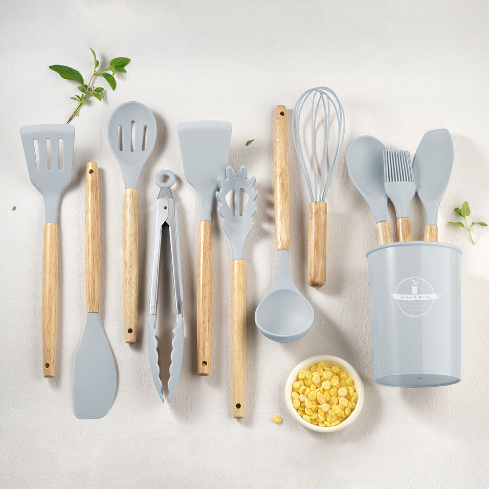 11-Piece Silicone Utensil Set with Storage Pot