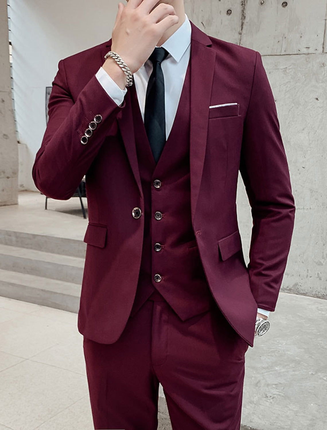 Men's 3-Piece Suit – Single Breasted 2-Button Formal Suit