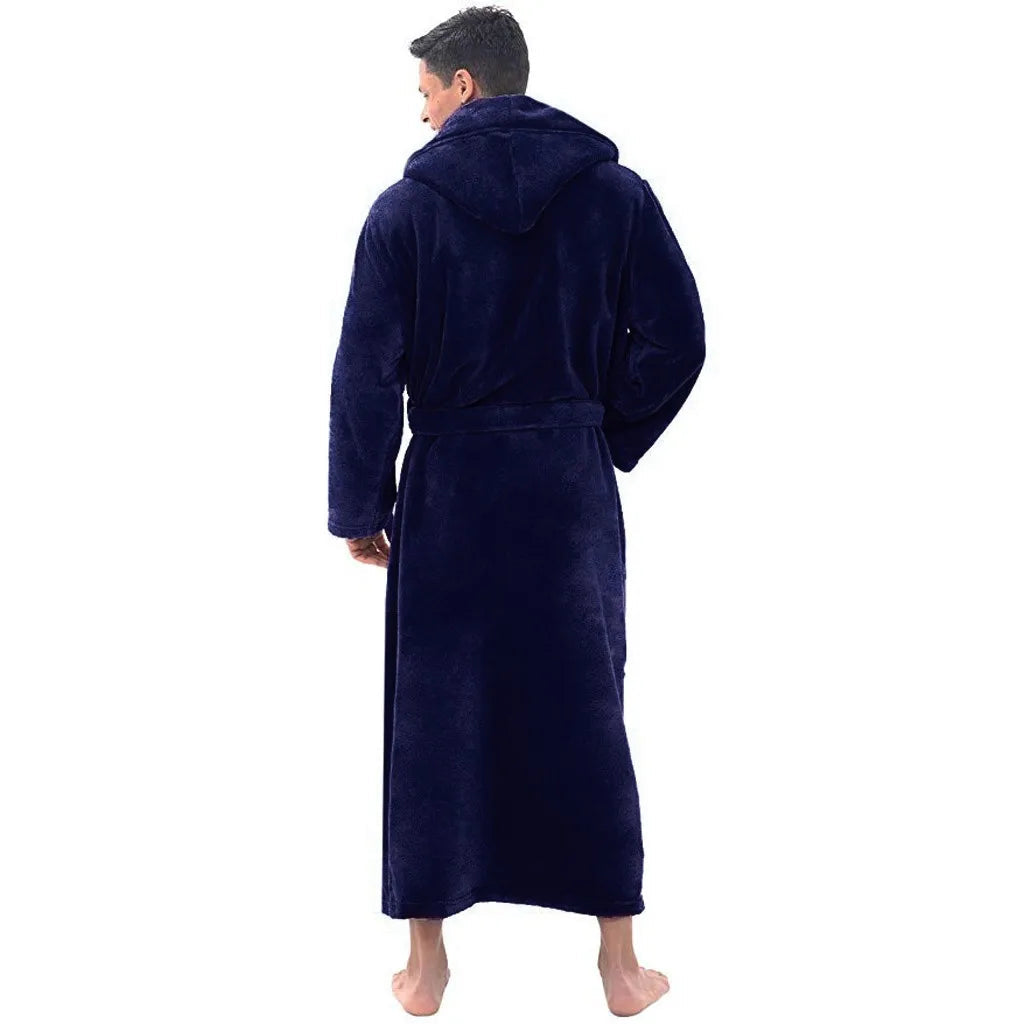 Men’s Hooded Bathrobe – Luxury Soft Plush Loungewear Nightwear Spa Robe