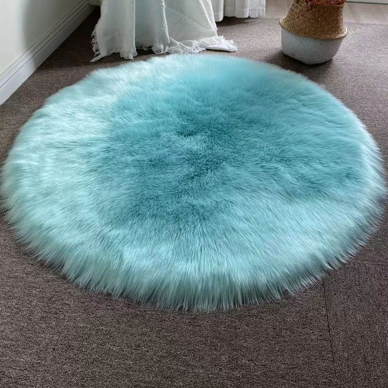 Round Faux Wool-Style Rug