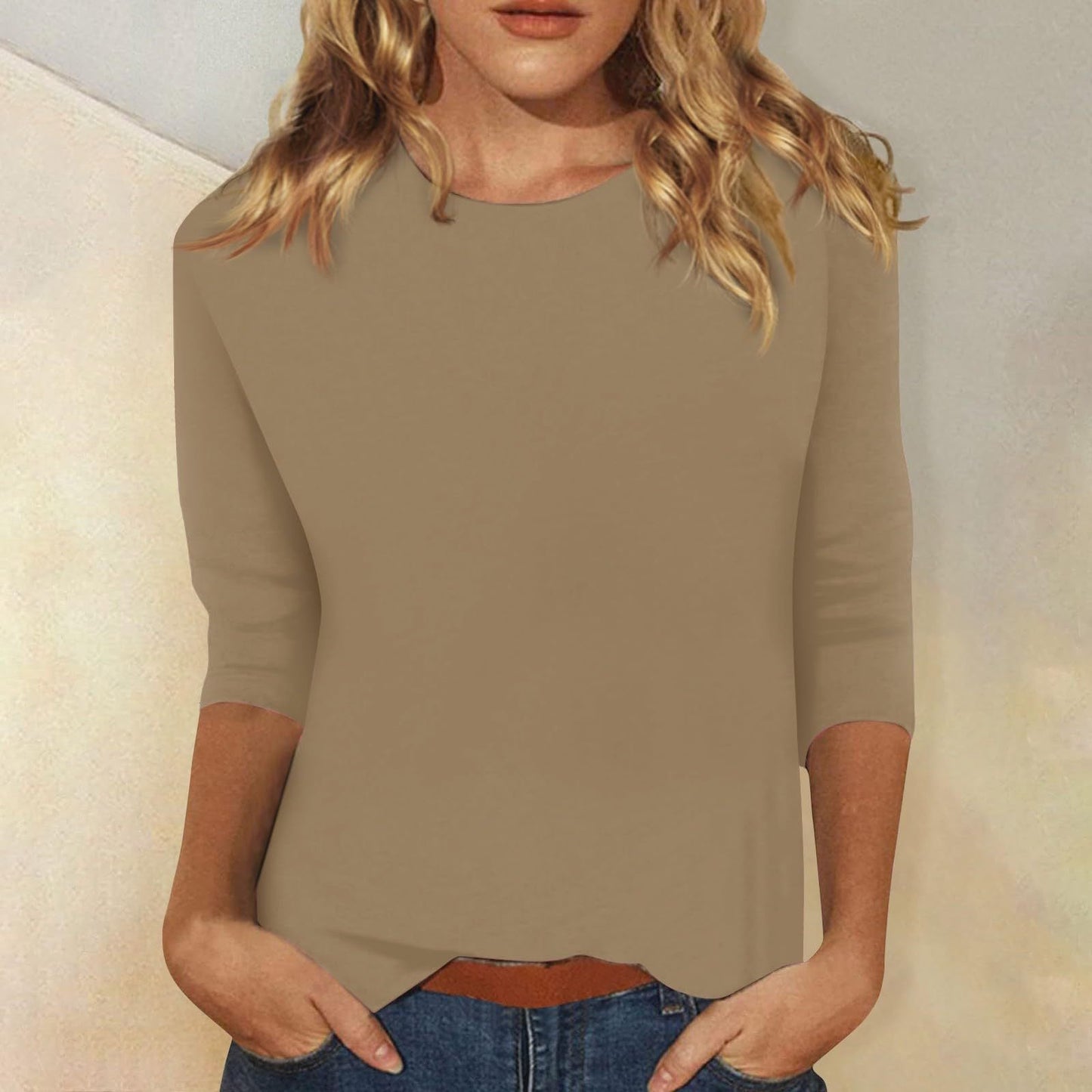 Women’s Three-Quarter Sleeve Crew Neck T-Shirt