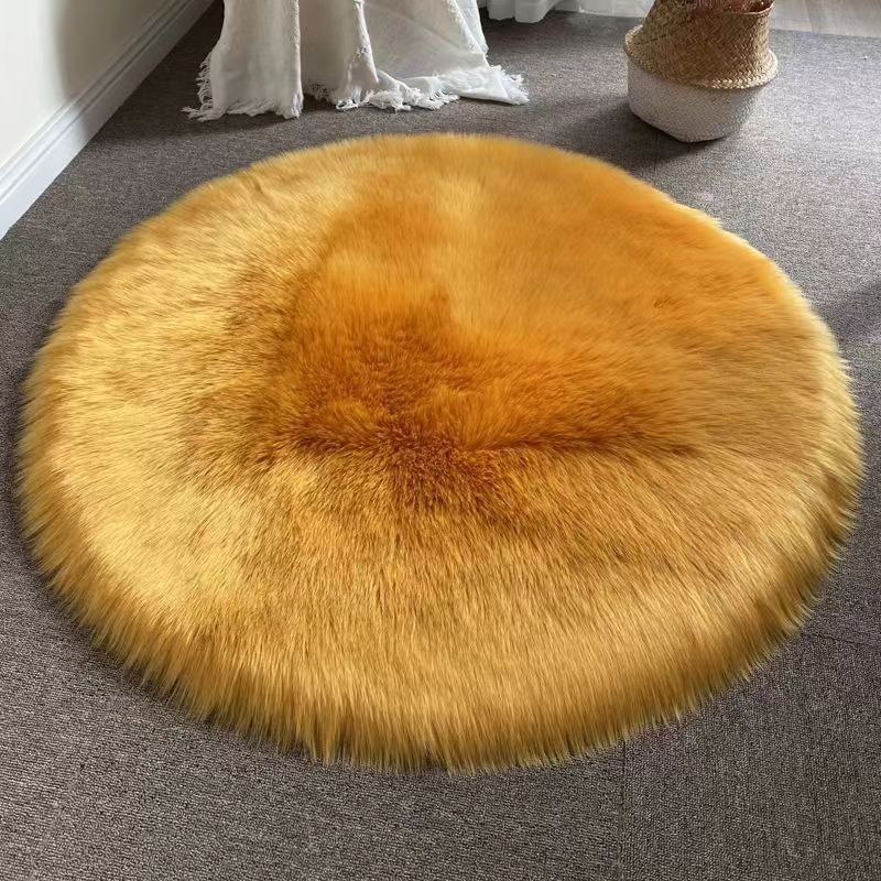 Round Faux Wool-Style Rug