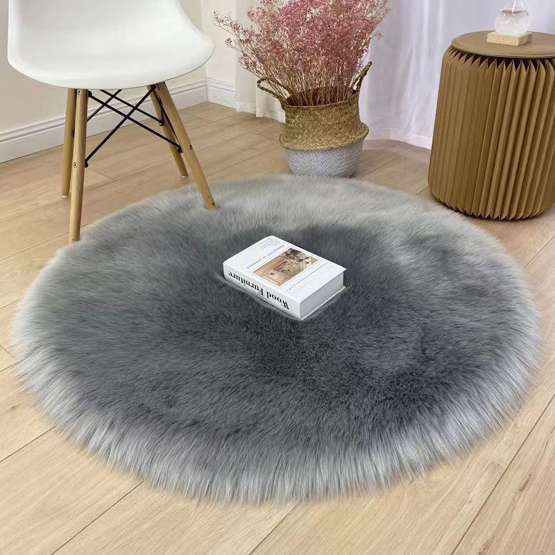Round Faux Wool-Style Rug