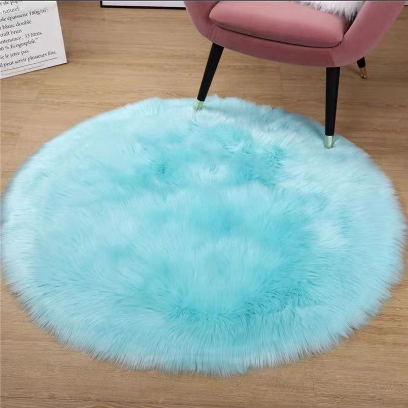 Round Faux Wool-Style Rug