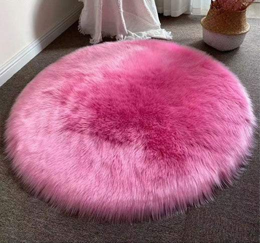 Round Faux Wool-Style Rug