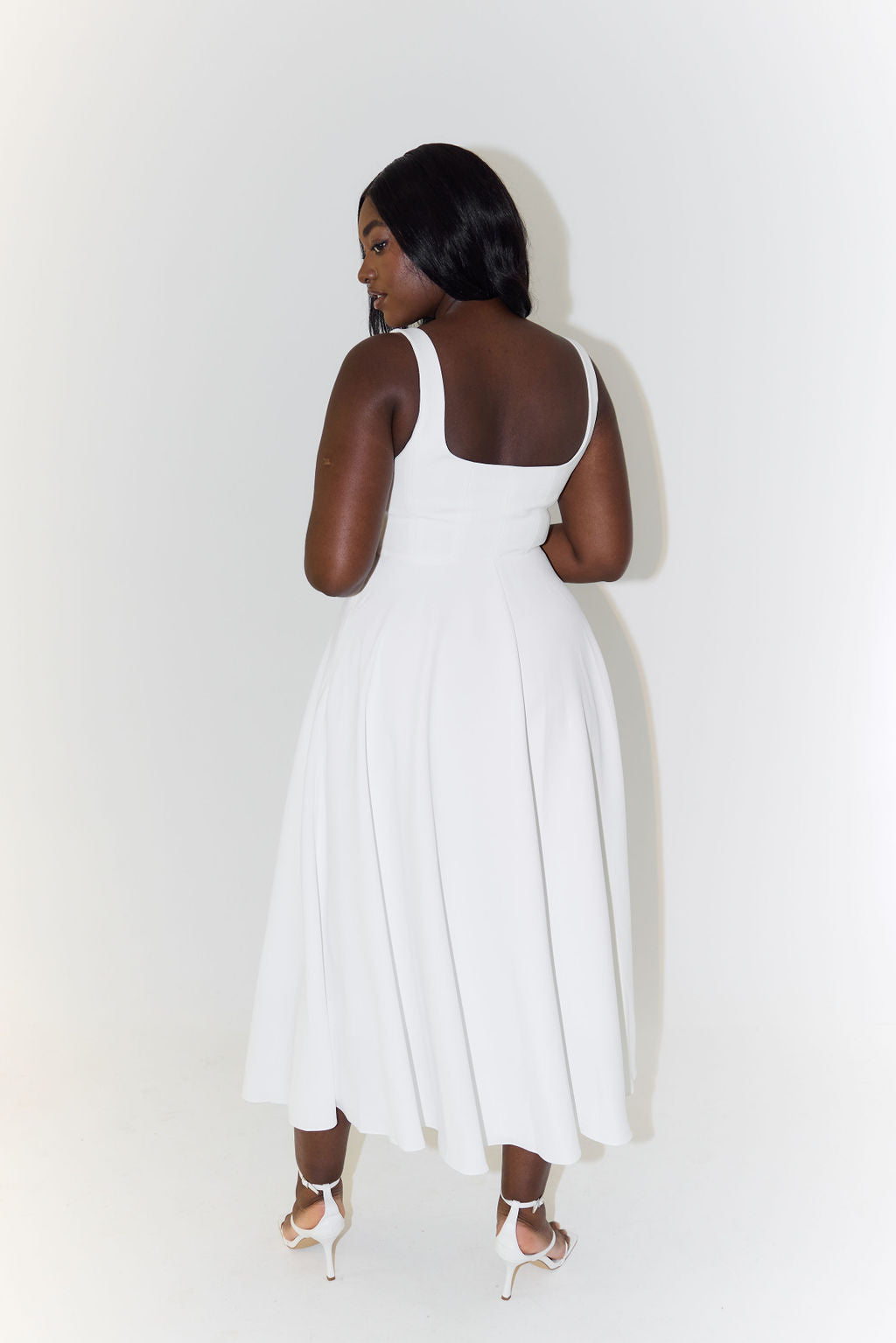 Women's Square-Neck Full-Skirt Maxi Dress