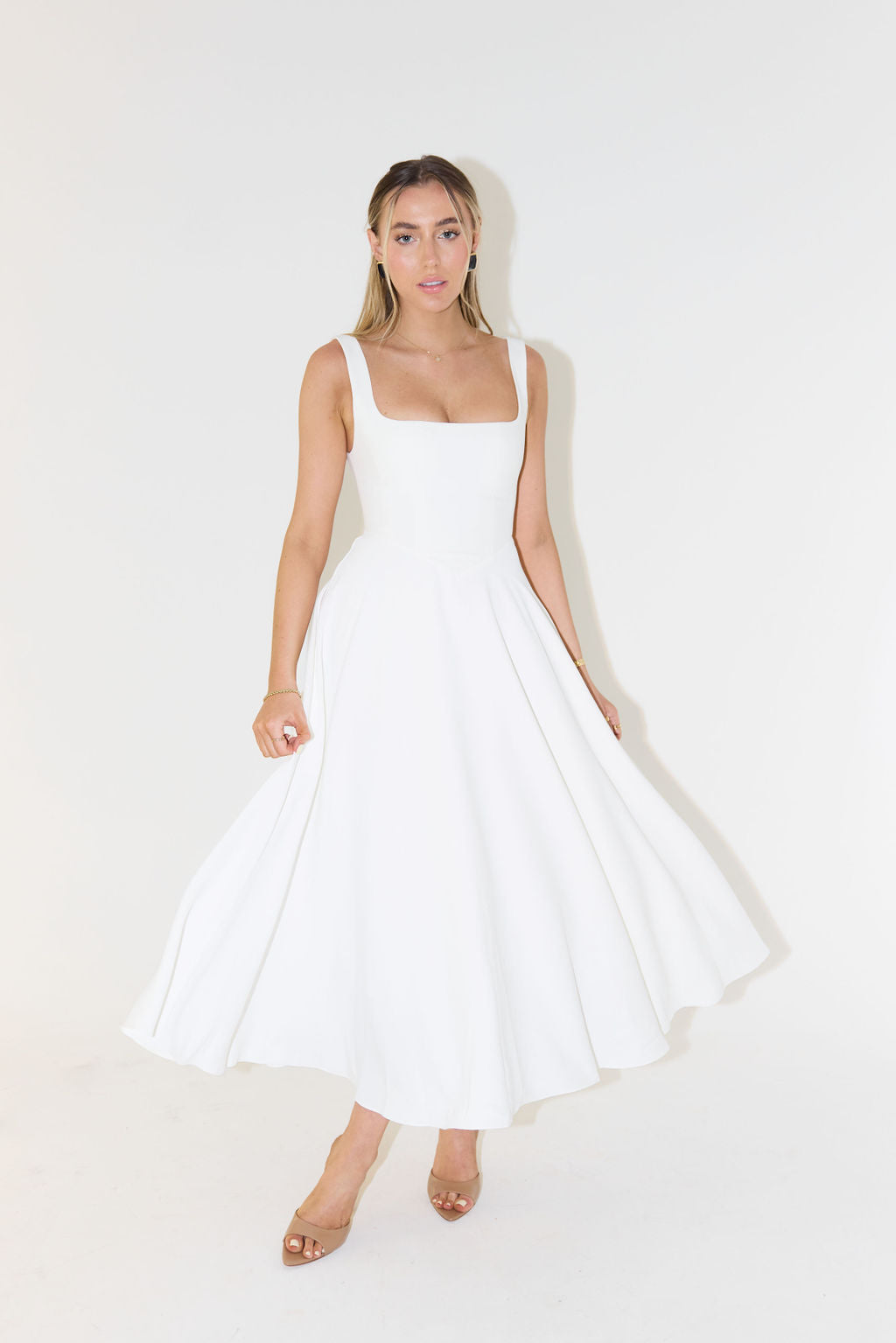 Women's Square-Neck Full-Skirt Maxi Dress