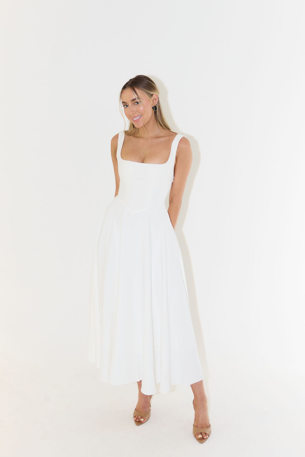 Women's Square-Neck Full-Skirt Maxi Dress