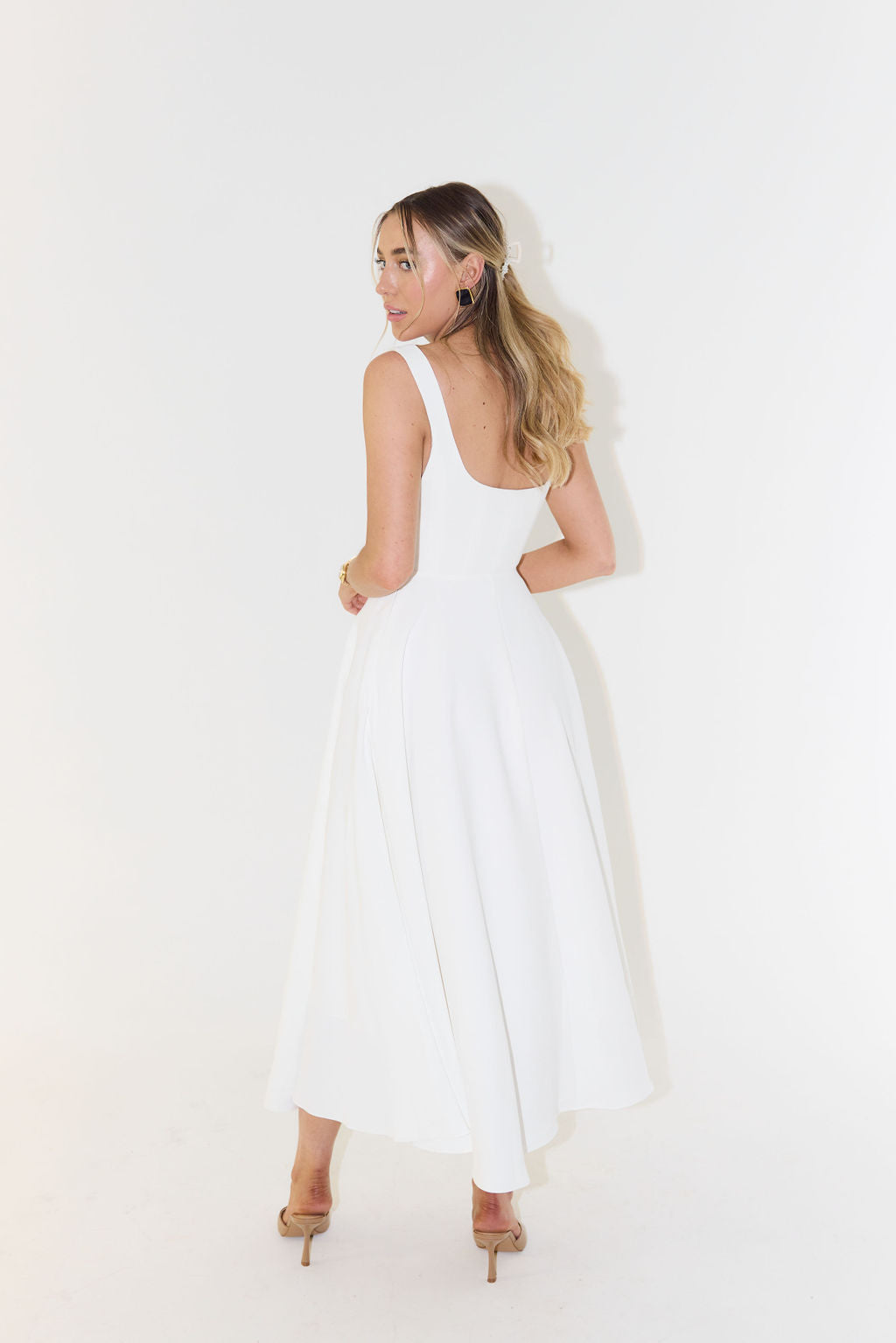 Women's Square-Neck Full-Skirt Maxi Dress