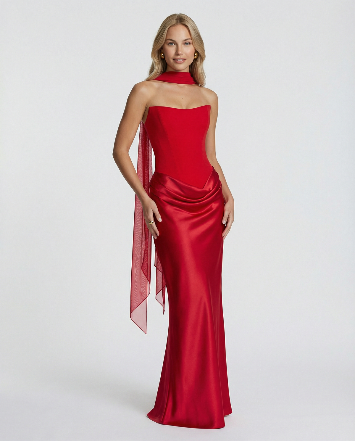 Women's Satin Corset Maxi Dress