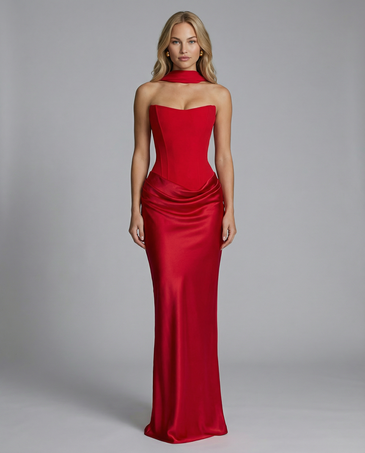 Women's Satin Corset Maxi Dress