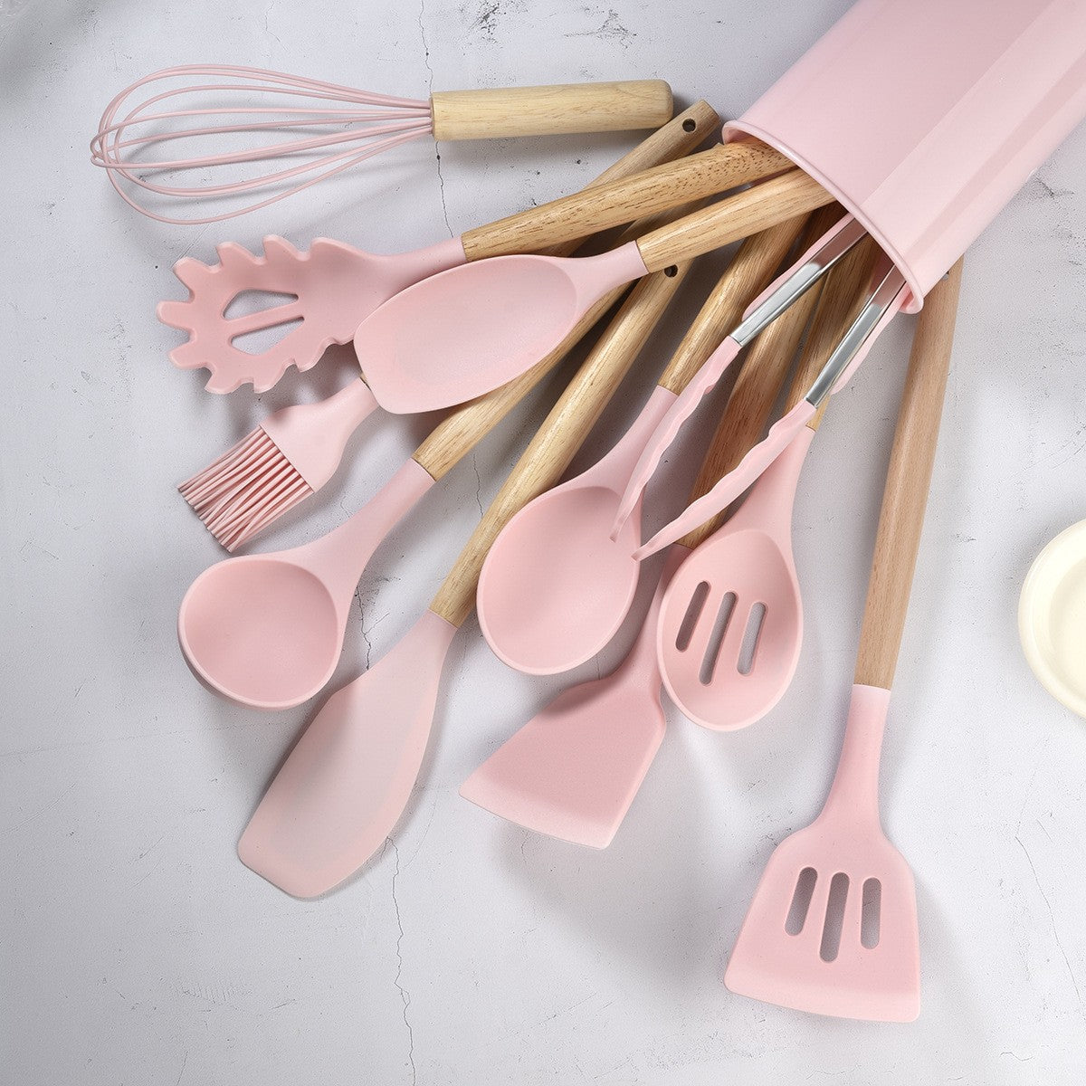 11-Piece Silicone Utensil Set with Storage Pot
