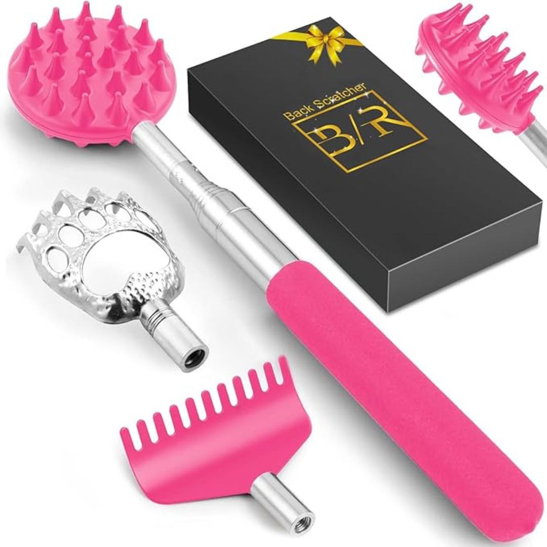 Telescopic Back Scratcher with Interchangeable Heads
