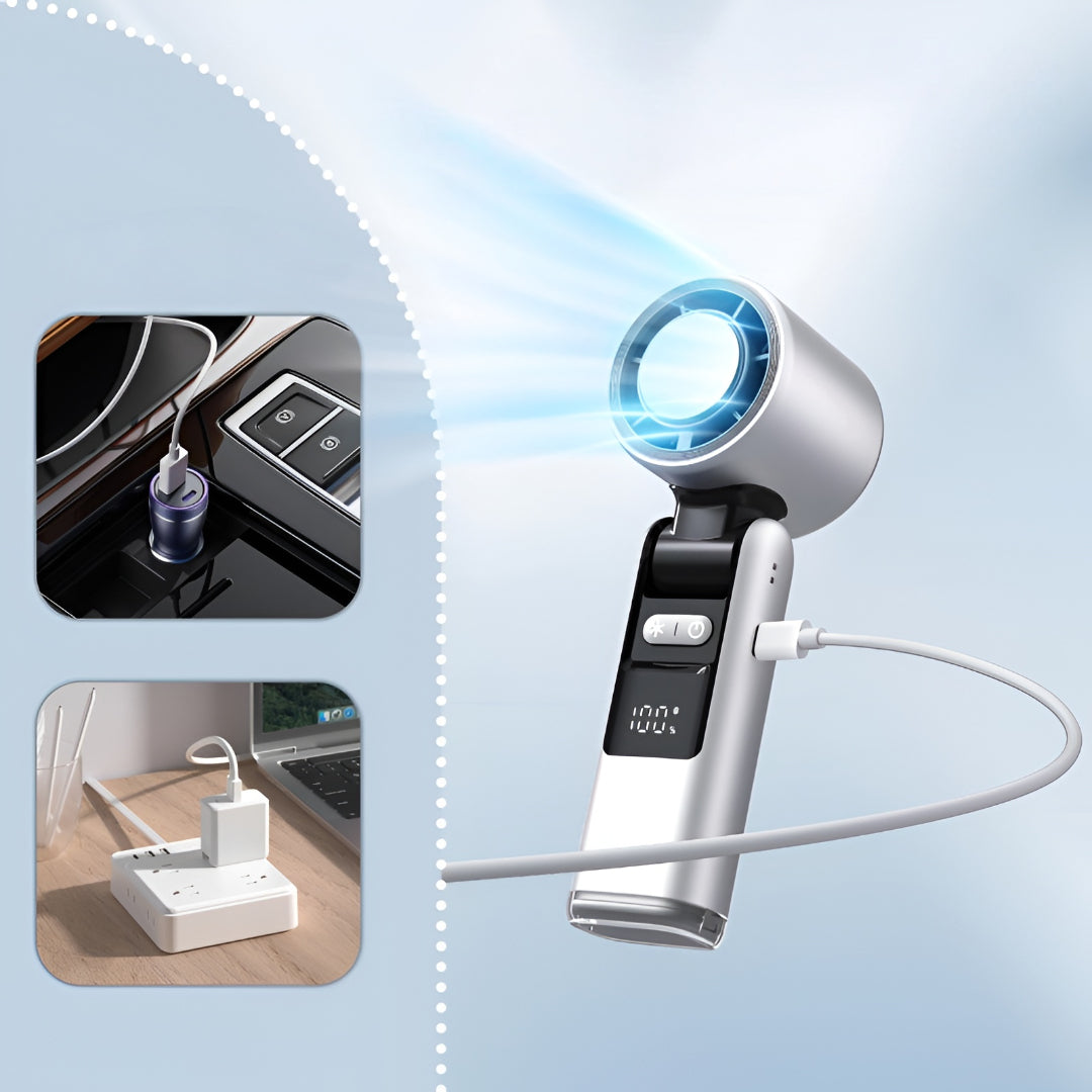 Rechargeable Handheld Fan – Cooling Plate & LED Display