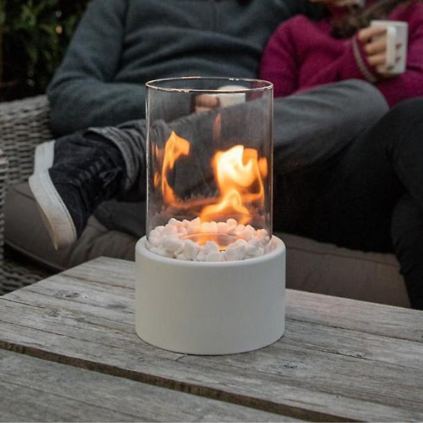 Portable Bioethanol Tabletop Fireplace – Glass Cylinder Smokeless Indoor Outdoor Heater