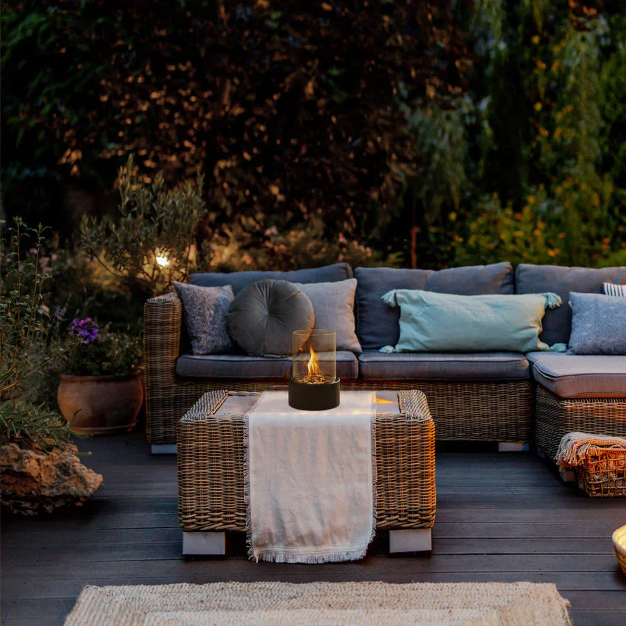 Portable Bioethanol Tabletop Fireplace – Glass Cylinder Smokeless Indoor Outdoor Heater