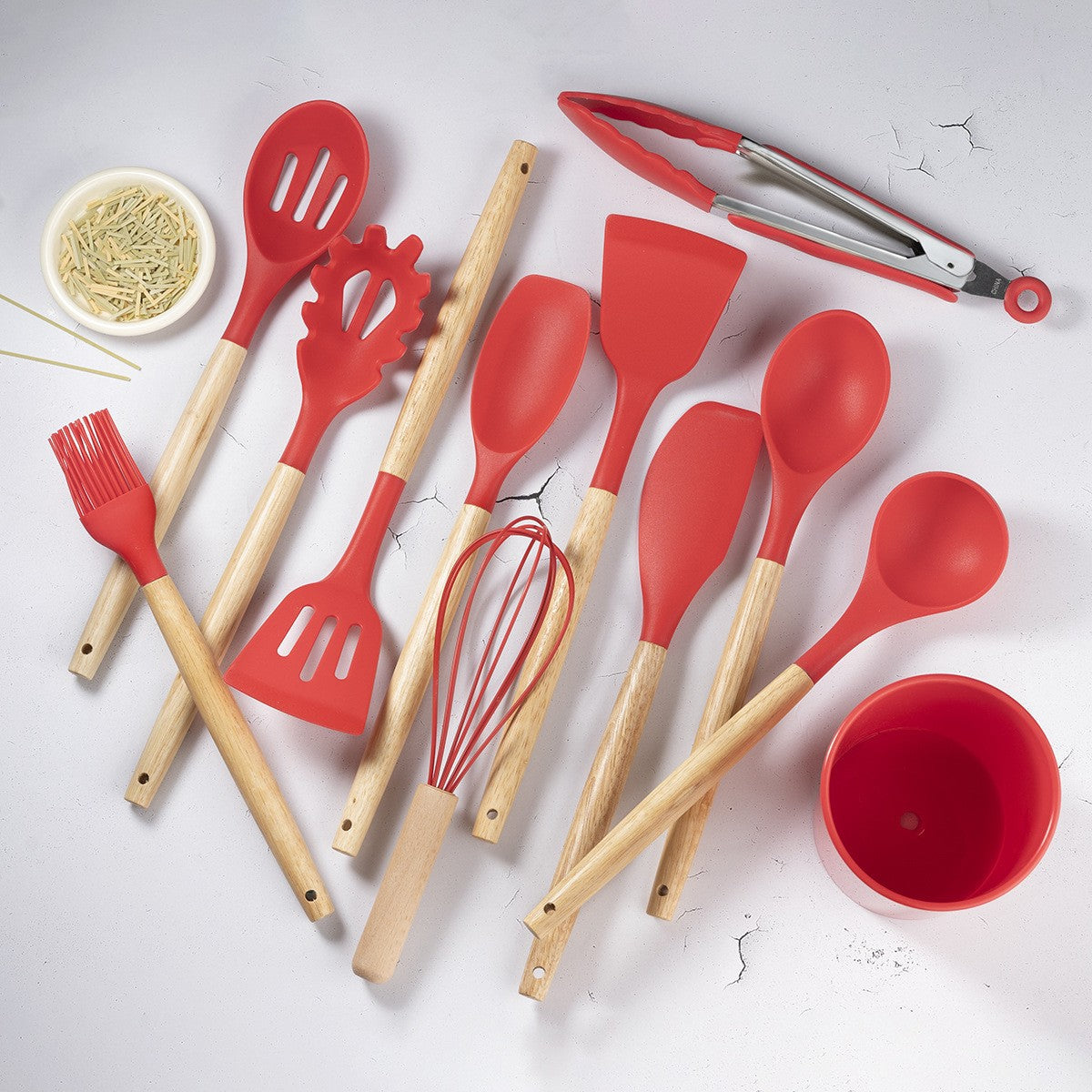 11-Piece Silicone Utensil Set with Storage Pot