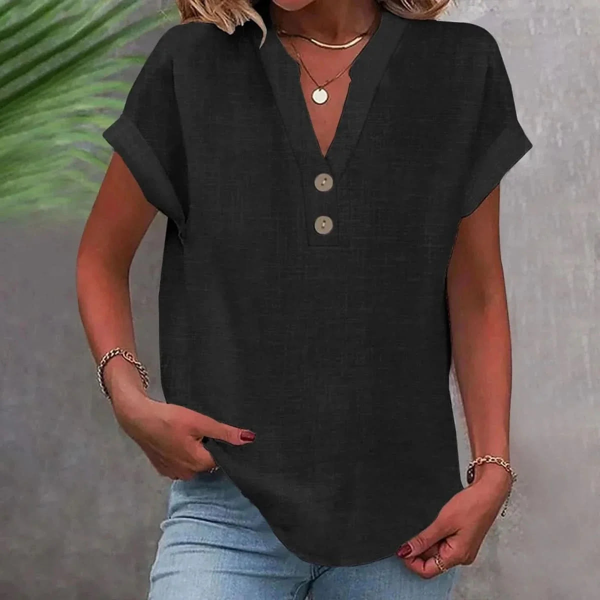 Women's Relaxed V-Neck Casual Top