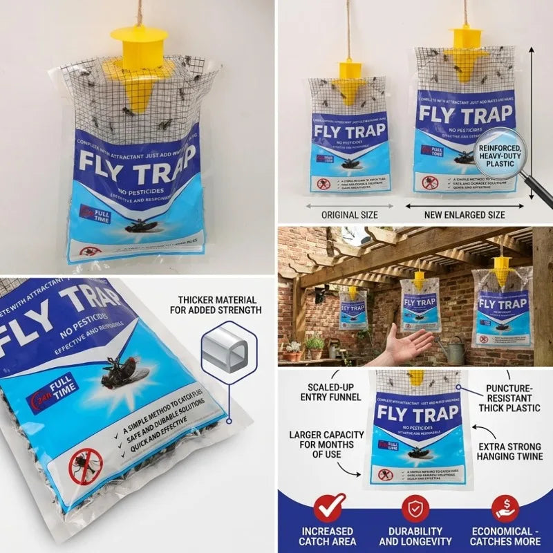 Disposable Hanging Fly Trap – Outdoor Water-Soluble Bait