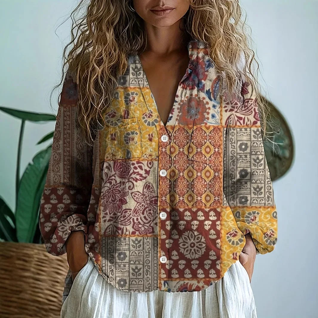 Women's Long-Sleeve Floral Blouse