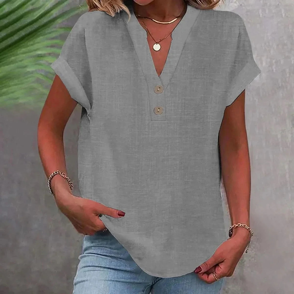 Women's Relaxed V-Neck Casual Top