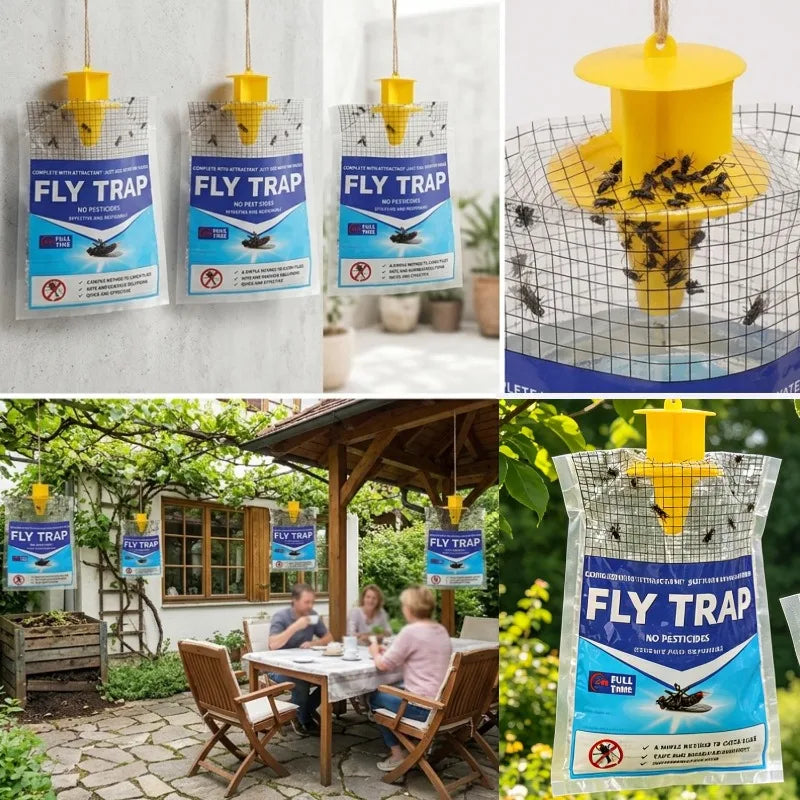 Disposable Hanging Fly Trap – Outdoor Water-Soluble Bait