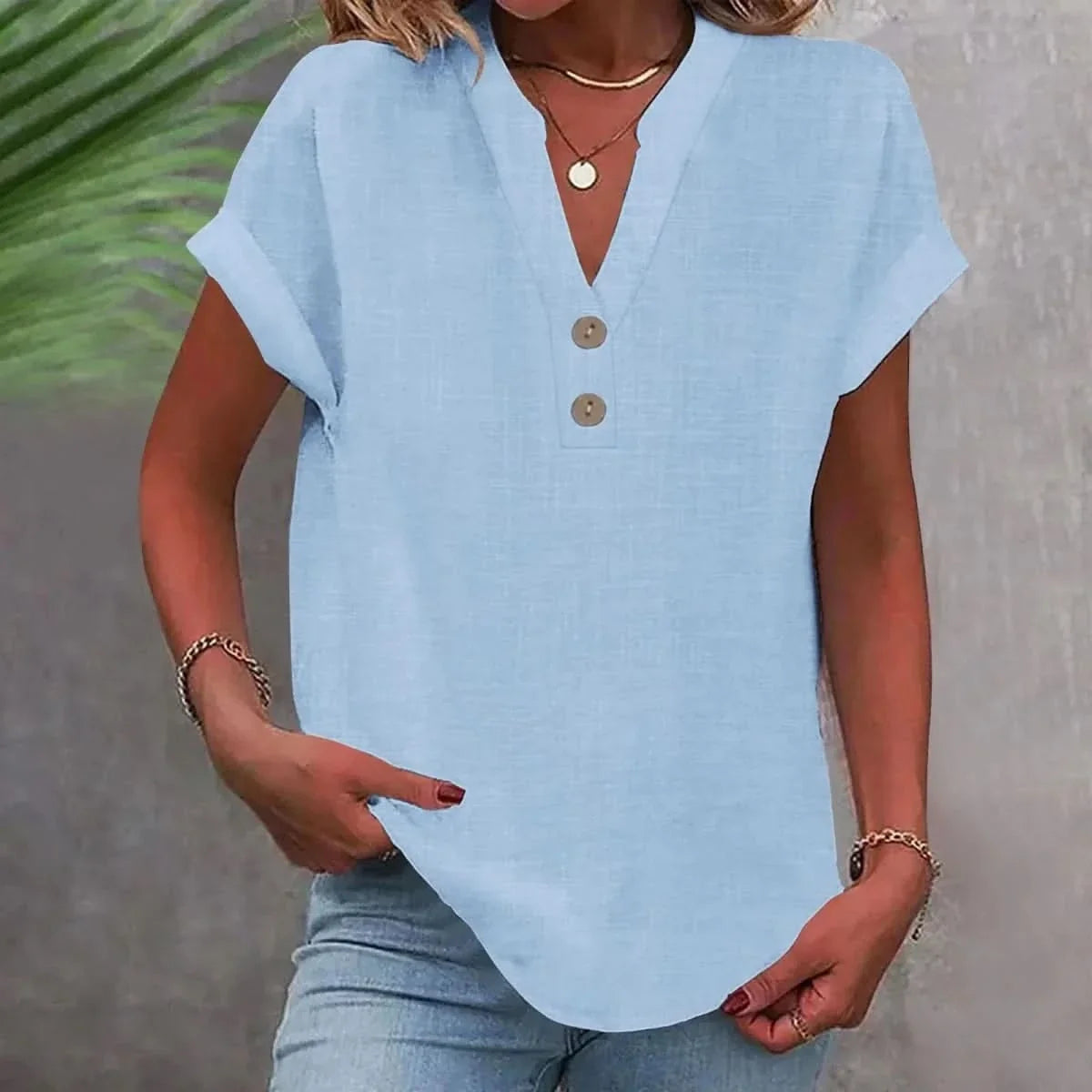 Women's Relaxed V-Neck Casual Top
