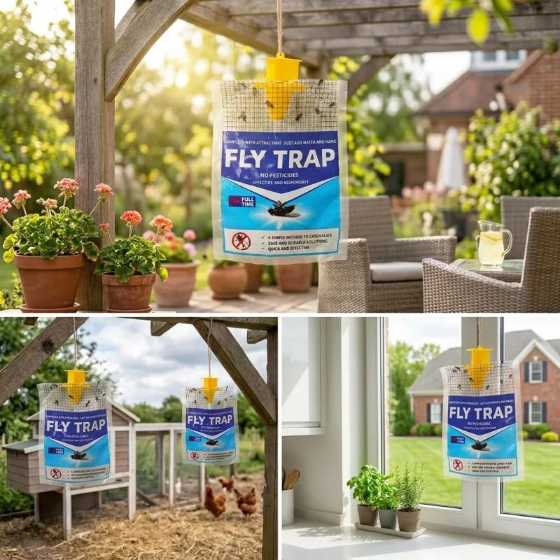 Disposable Hanging Fly Trap – Outdoor Water-Soluble Bait
