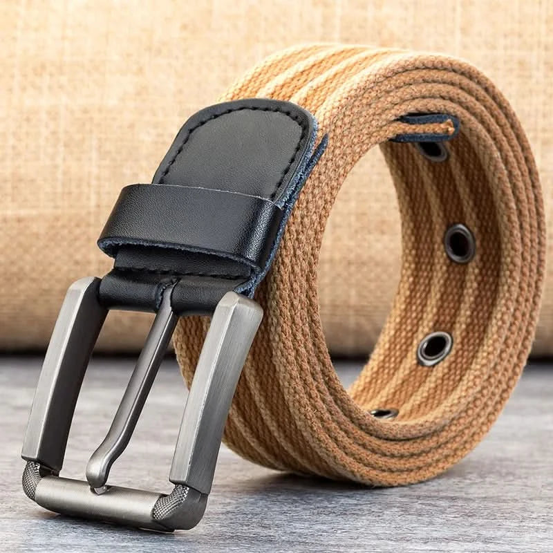 Men's Striped Canvas Belt