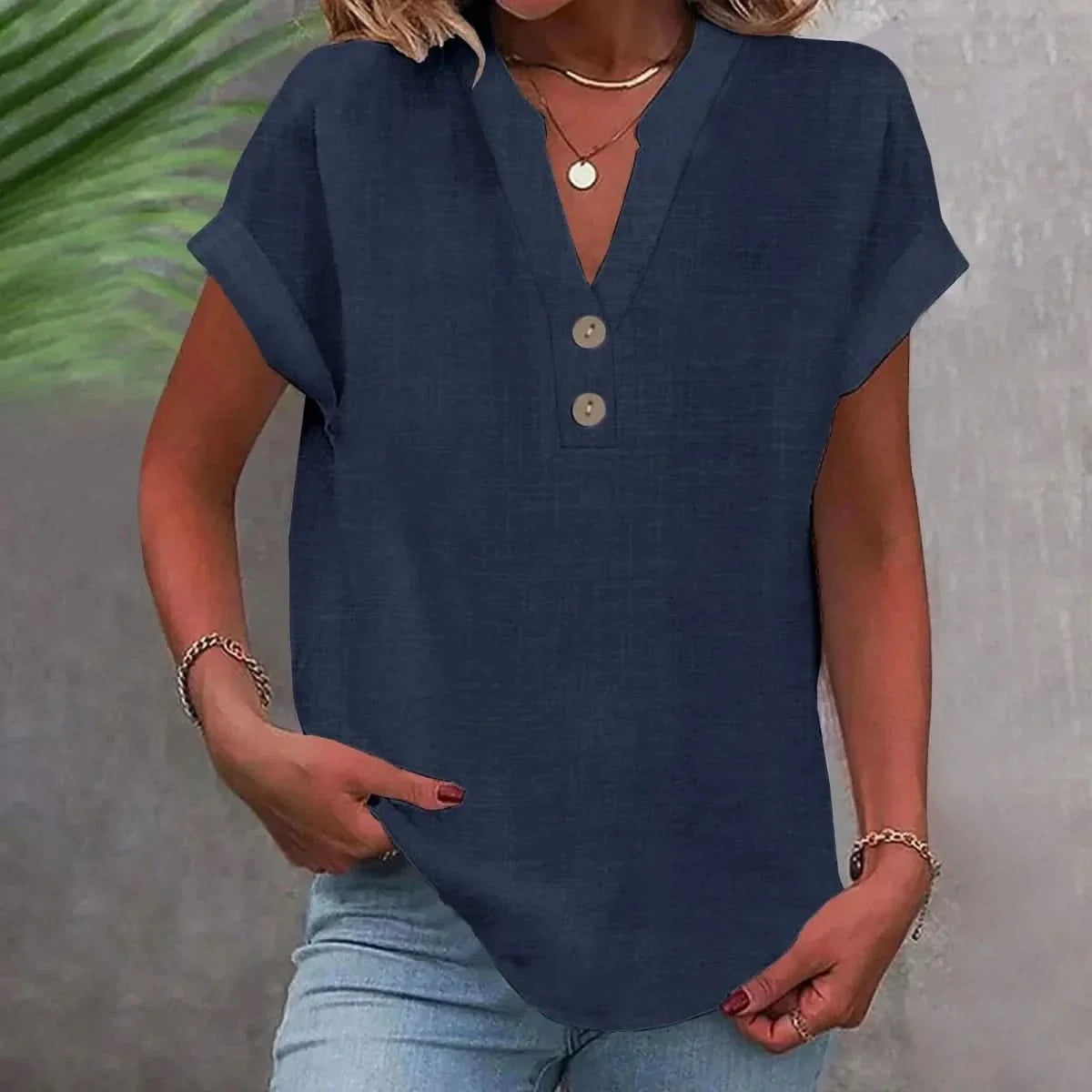 Women's Relaxed V-Neck Casual Top