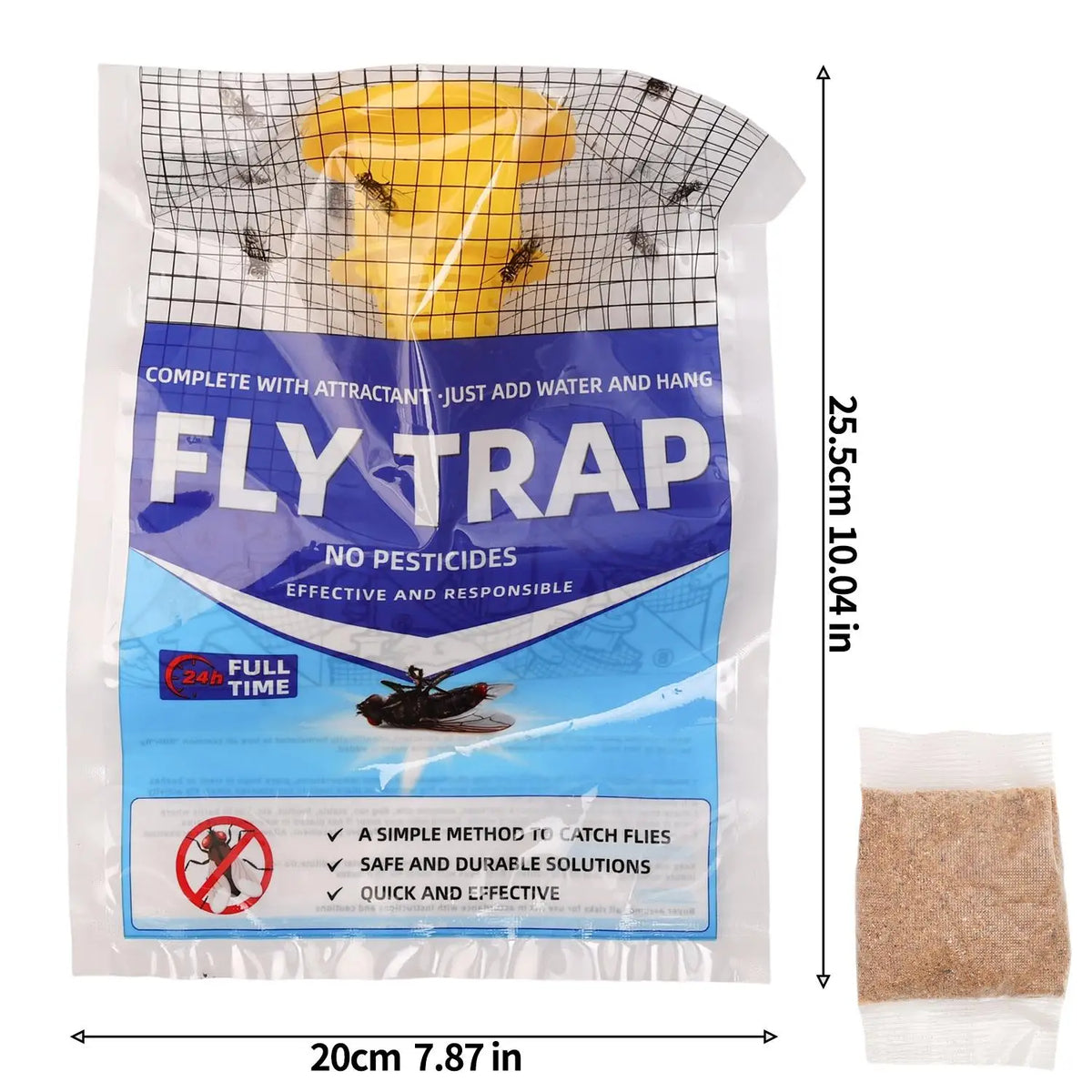 Disposable Hanging Fly Trap – Outdoor Water-Soluble Bait